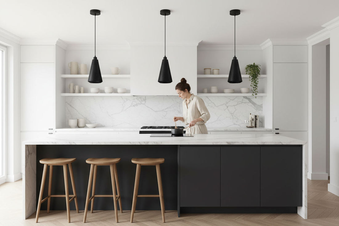 Lámparas para isla de cocina: altura, número y estilo
