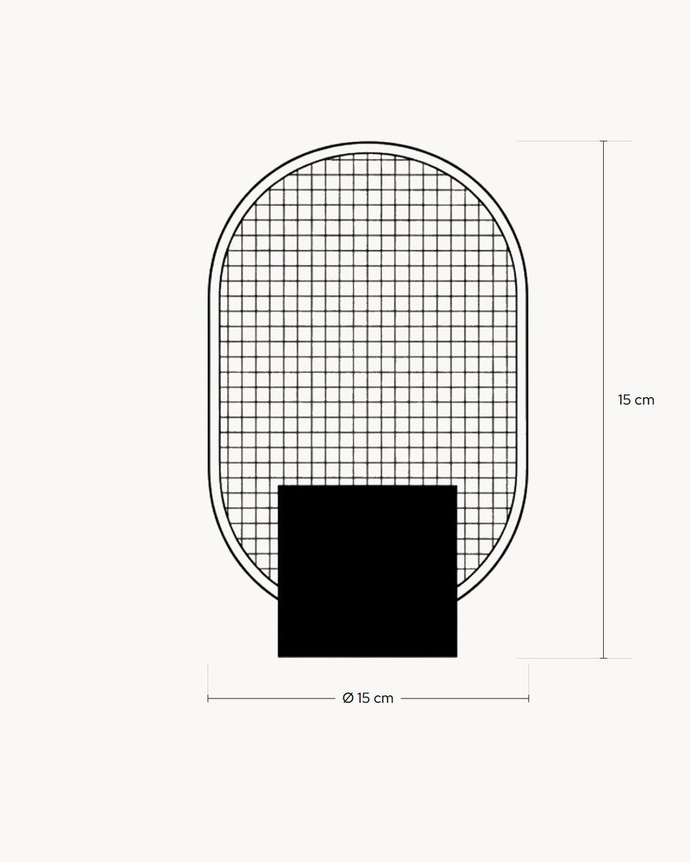 Esquema con las medidas de Aplique de pared moderno ELIPSE