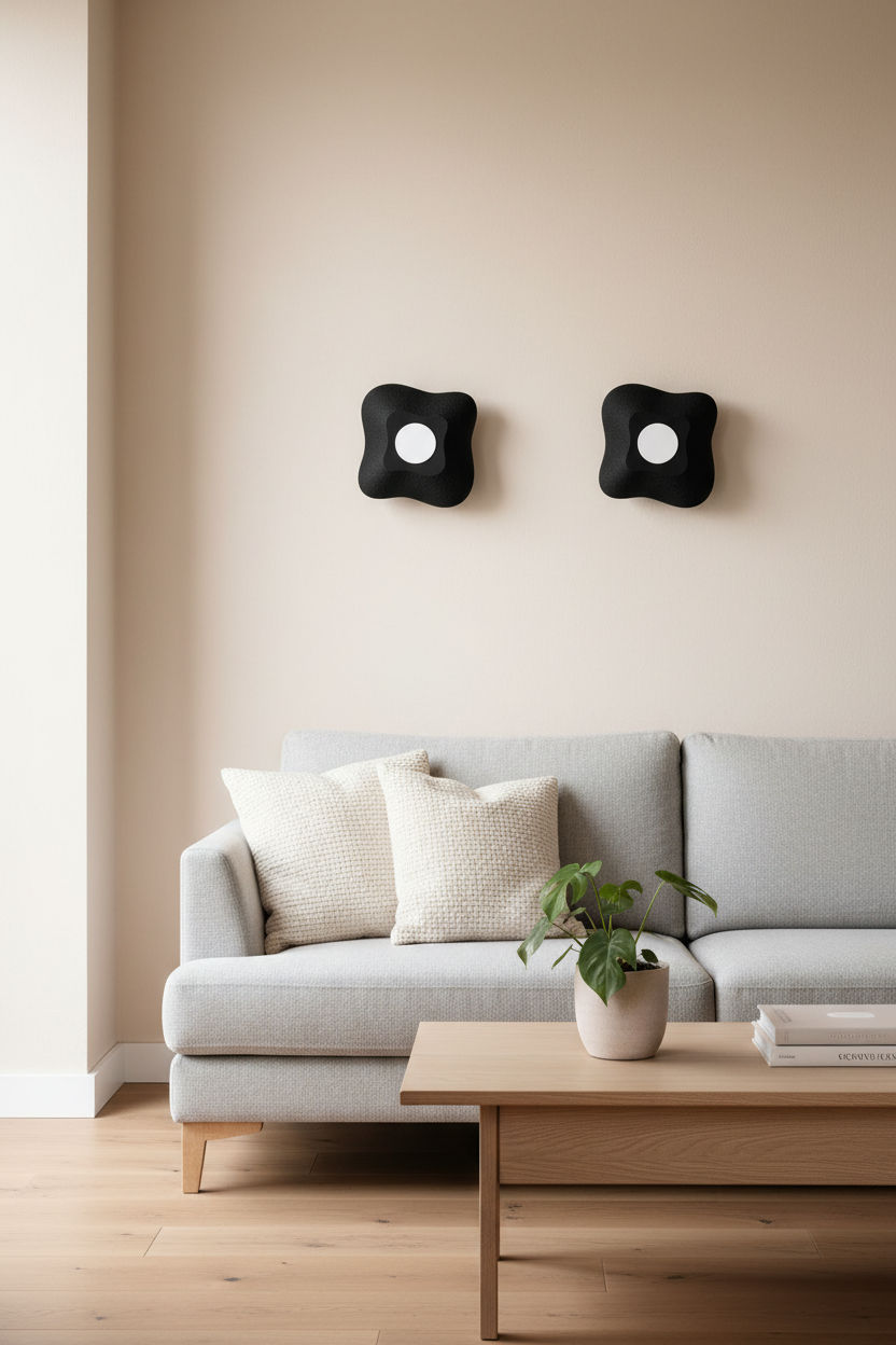Dos apliques de pared FORMEE negros en el salón - Iberic Deco