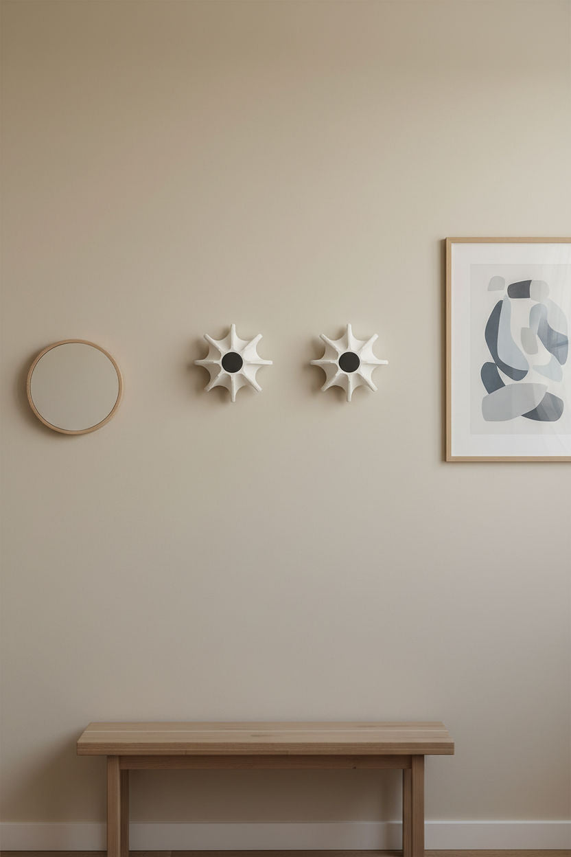 Dos apliques de pared OANI blancos en el recibidor - Iberic Deco