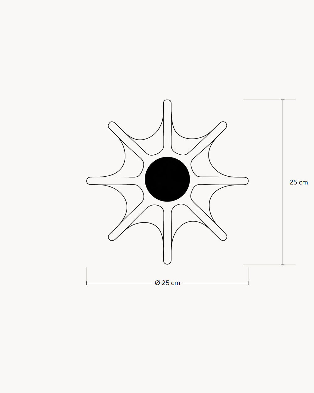 Esquema con las medidas de Aplique de pared moderno OANI