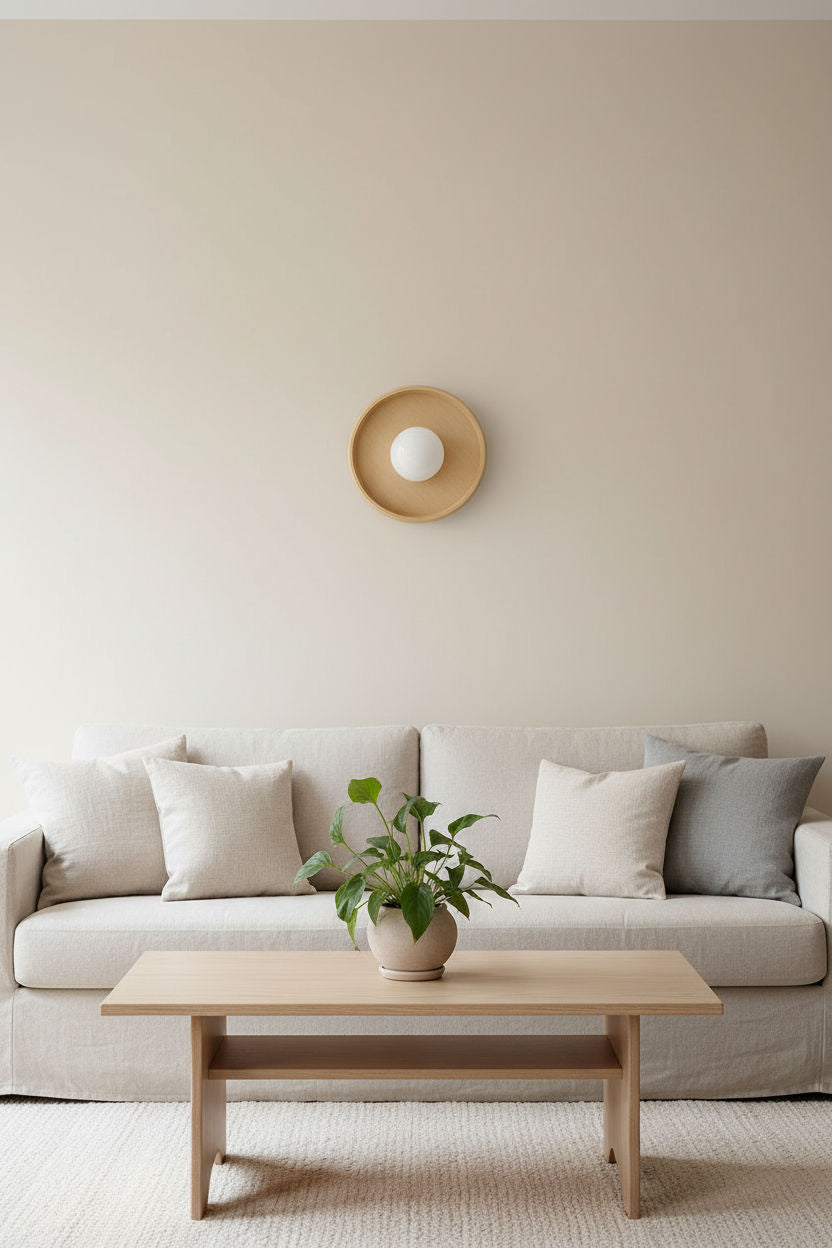 Aplique de pared SILO beige en el salón - Iberic Deco