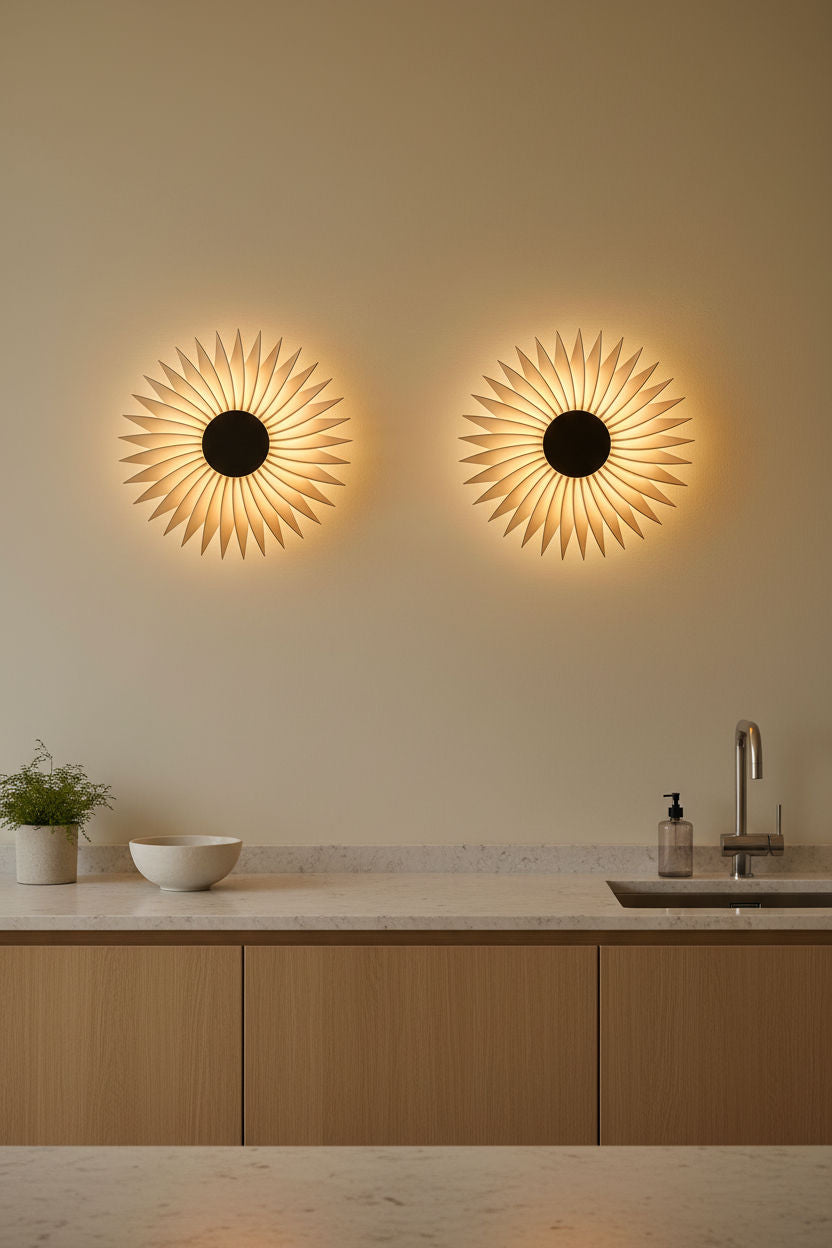 Dos apliques de pared TERU beige en la cocina - Iberic Deco