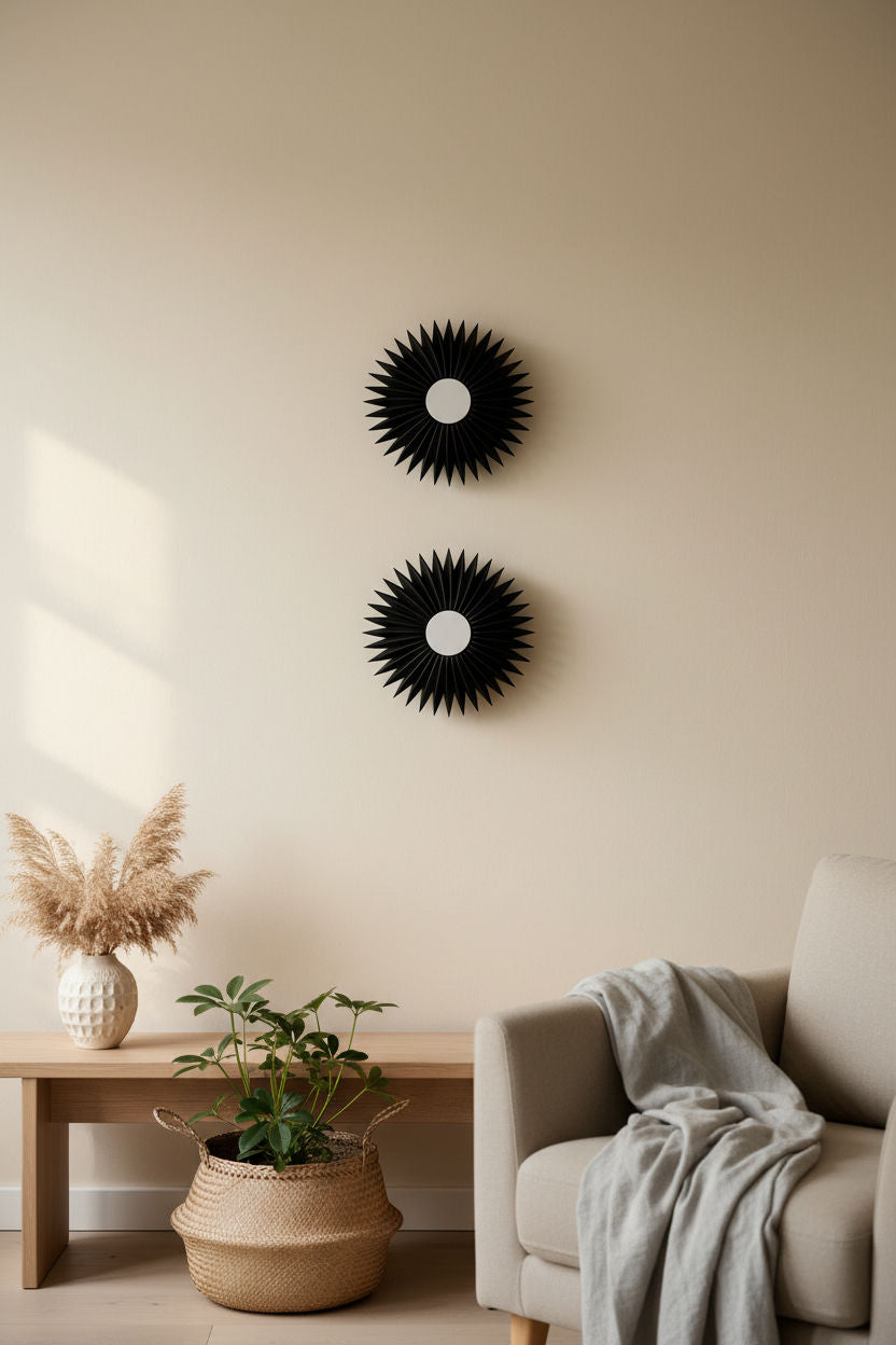 Dos apliques de pared TERU negros en el salón - Iberic Deco