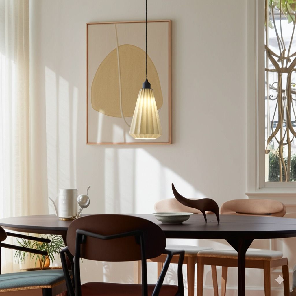 Lámpara colgante LINDOR en PLA de Iberic Deco en ambiente de salón o comedor
