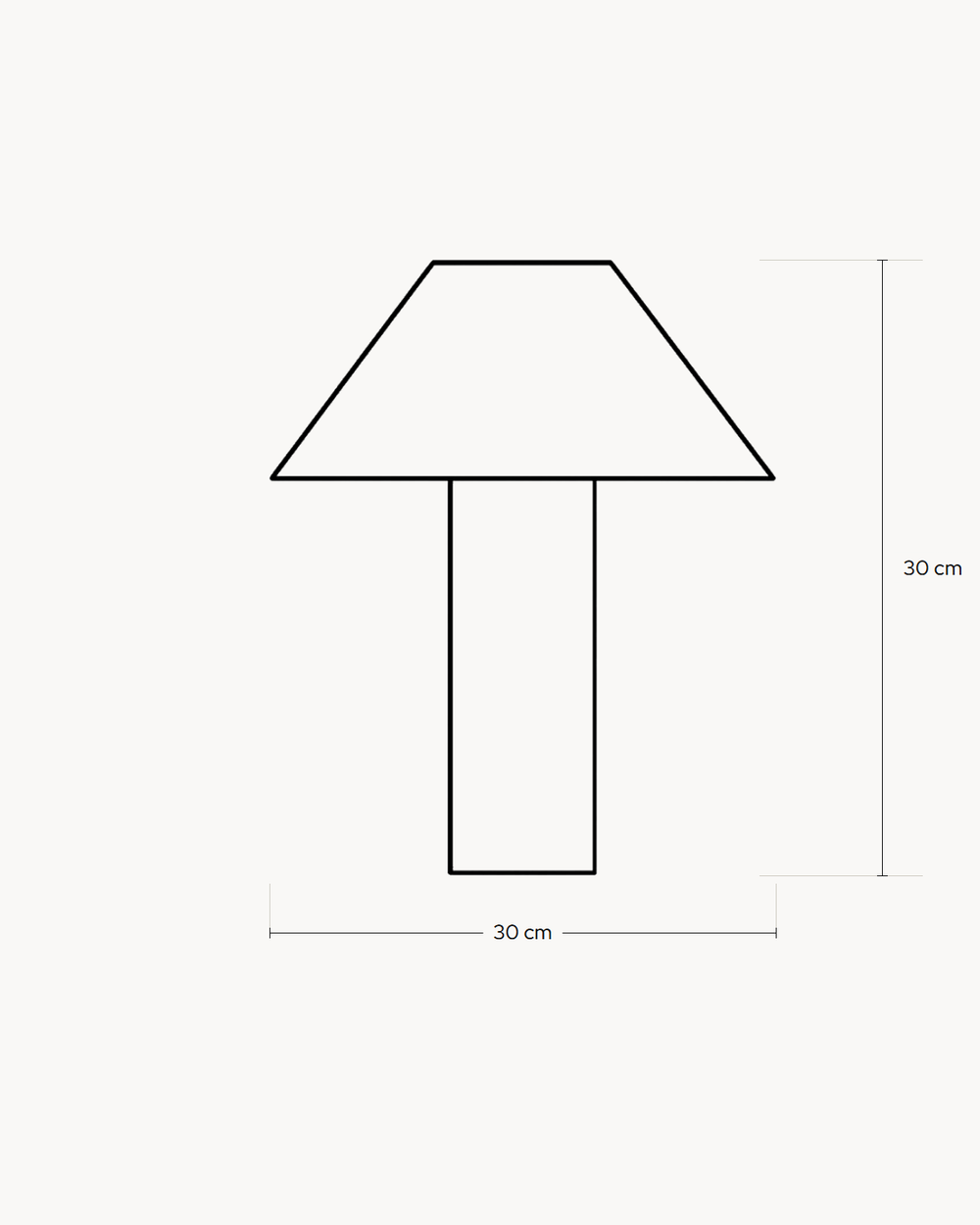 Esquema con las medidas de Lámpara de mesa de diseño CLASSIC