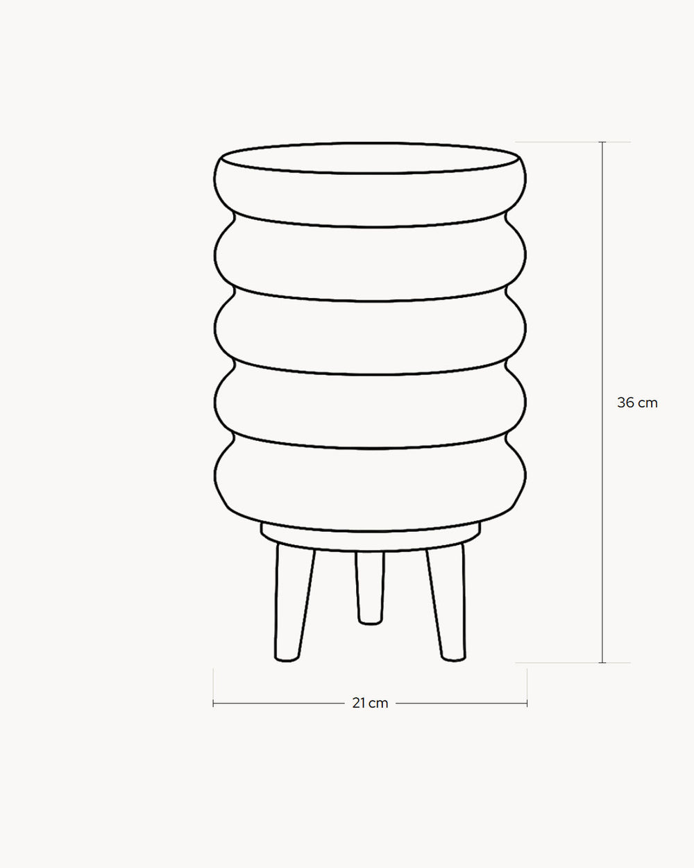 Esquema con las medidas de Lámpara de mesa de diseño LUAN