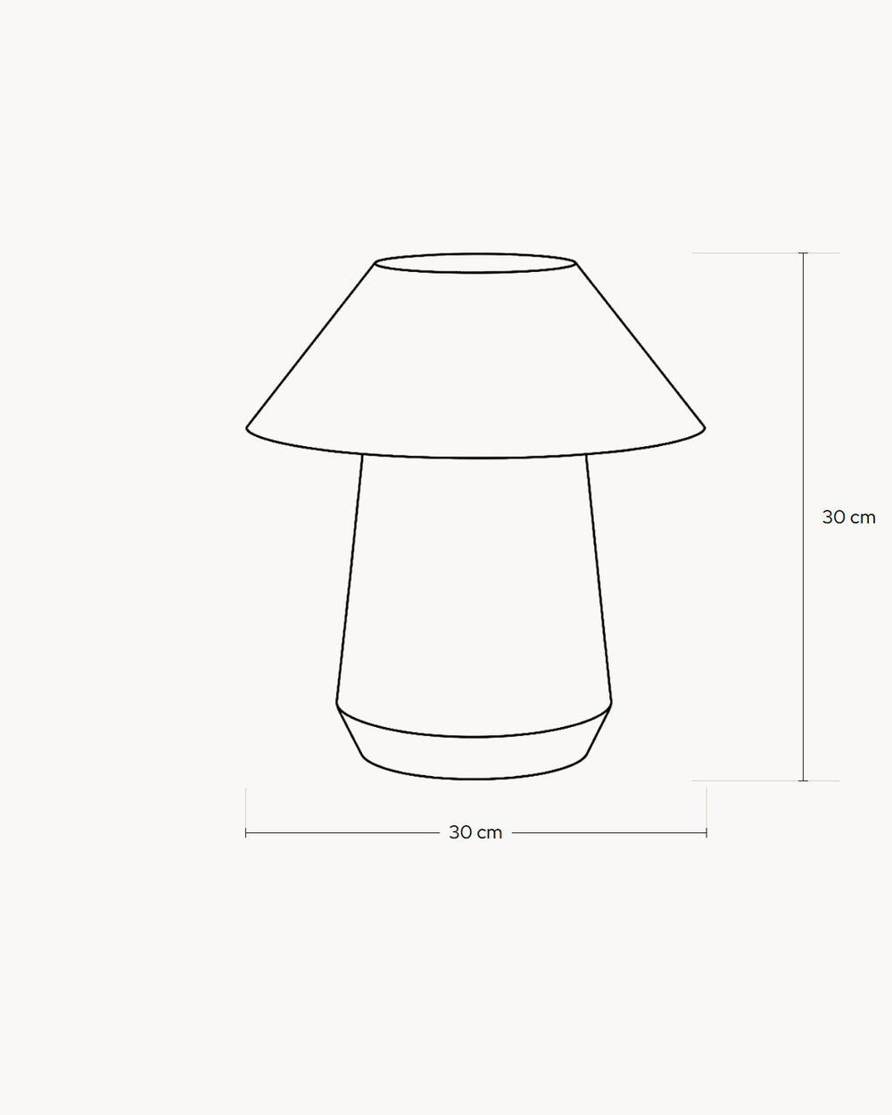 Esquema con las medidas de Lámpara de mesa de diseño TANDOR