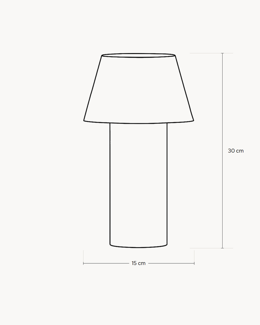 Esquema con las medidas de Lámpara de mesa de diseño TEBA