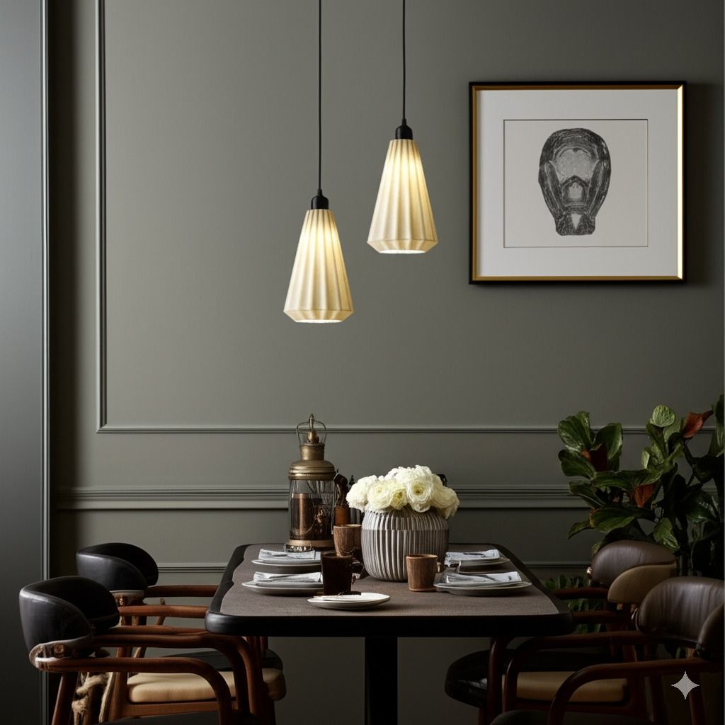 Lámpara colgante LINDOR en PLA de Iberic Deco en ambiente de salón o comedor