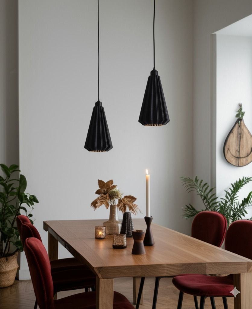 Lámpara colgante LINDOR en PLA de Iberic Deco en ambiente de salón o comedor