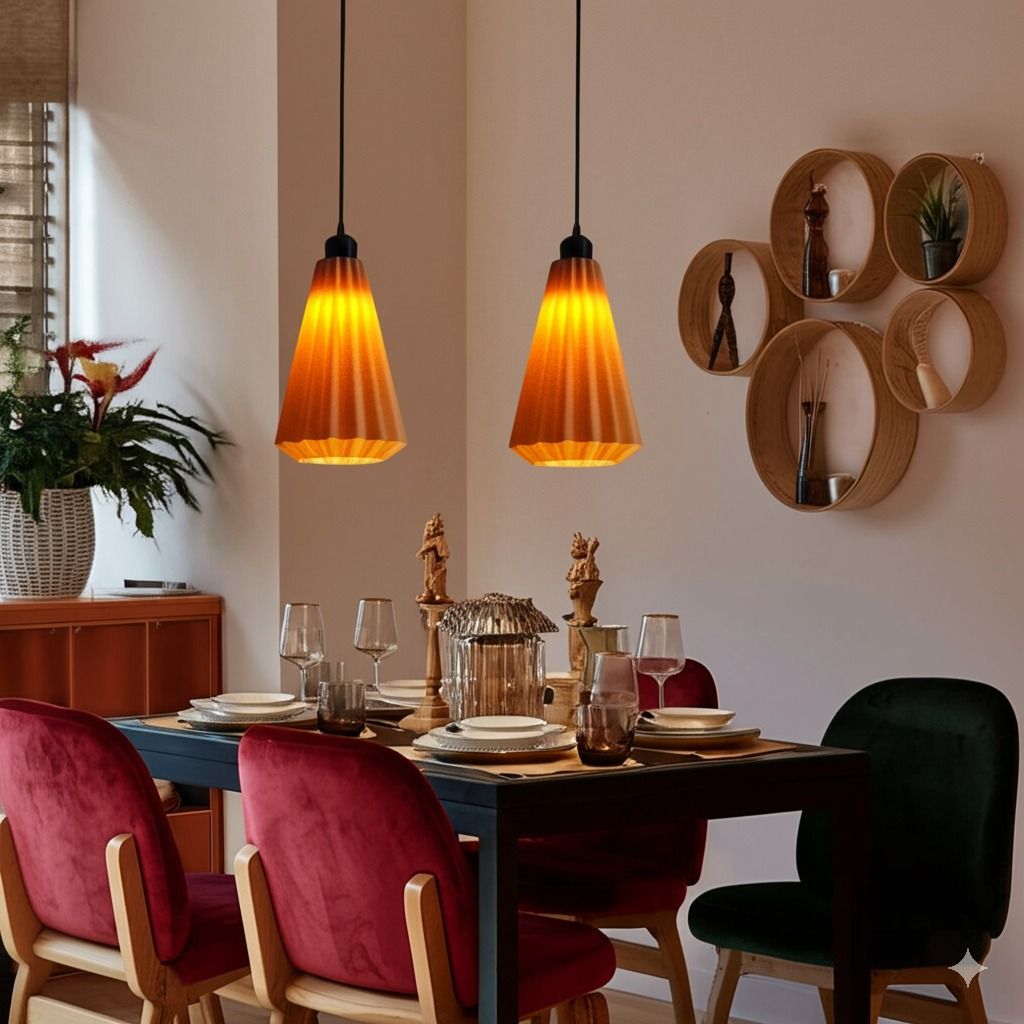 Lámpara colgante LINDOR en PLA de Iberic Deco en ambiente de salón o comedor