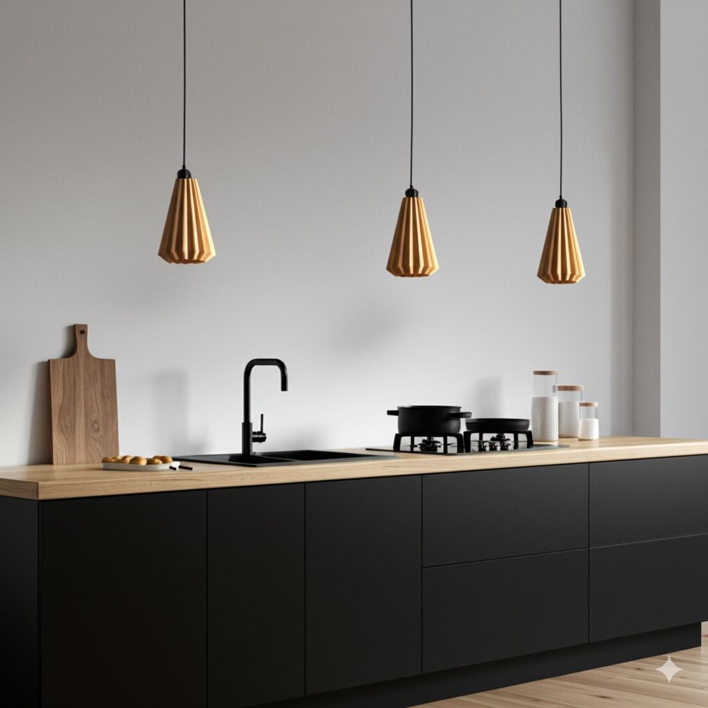 Lámpara colgante LINDOR en PLA de Iberic Deco en ambiente de salón o comedor