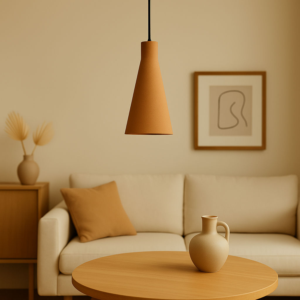 Lámpara colgante SHU beige de diseño sostenible en PLA